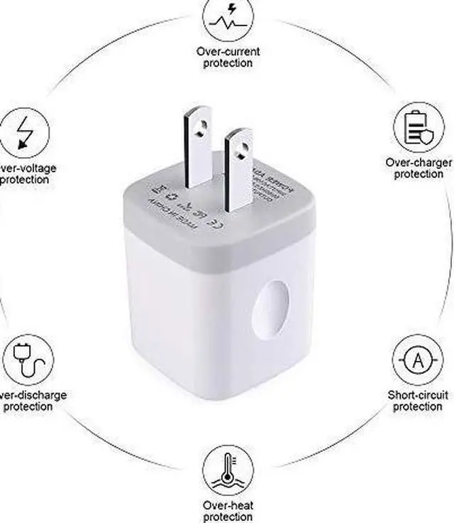 Alt view image 2 of 7 - Single Port USB Wall Charger  1A5V Power Adapter 5 Pack Charging Block Cube Plug Box Compatible Phone X87XsXR6s5SE Samsung S9S8S7S6 Edge Note 8 LG G5 V30 Moto Pixel Nexus HTC