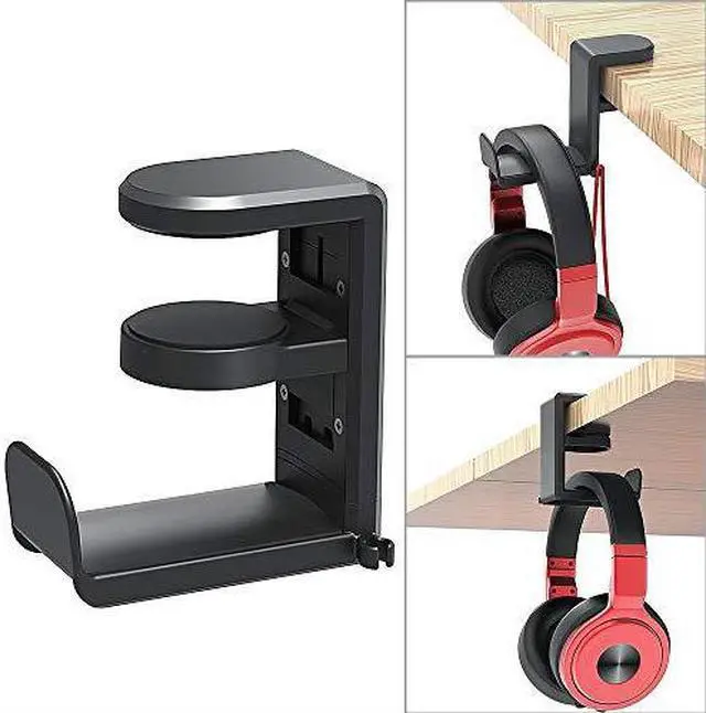 Main image of Gaming Headset Headphone Hook Holder Hanger Mount Headphones Stand with Adjustable Rotating Arm Clamp Under Desk Design Universal Fit Built in Cable Clip Organizer EURPMASK