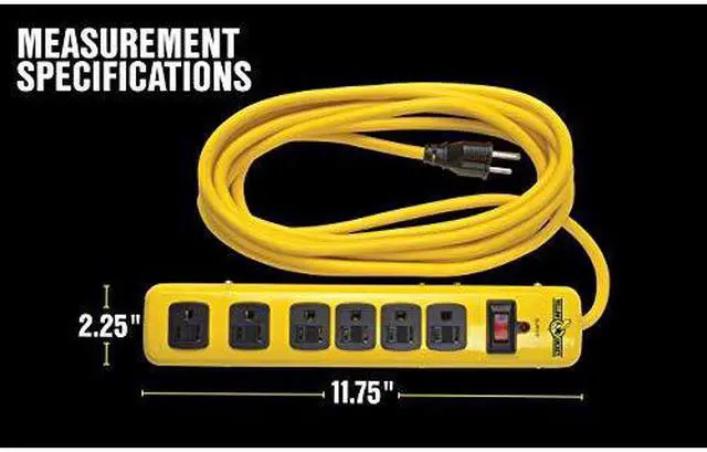 Alt view image 5 of 7 - 5138N 5138 Metal Surge Protector Strip with 6 Outlets and 15 Foot Cord