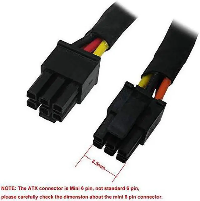 Alt view image 2 of 5 - HDD SATA Power Cable Replacement RightAngle SATA 15 Pin x2 to Mini 6 Pin ATX Adapter for Dell Inspiron 3653 3650 Series Compatible Part No GP2JM 145inch37cm