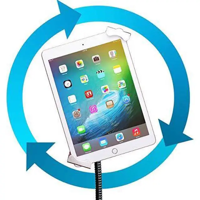 Alt view image 6 of 7 - Floor Stand  Compact Security HeightAdjustable Rotating Tablet Stand with Gooseneck Locking Wheels for 714 TabletsiPad 102Inch 7th Gen iPad Pro 129 Gen 3 iPad Air 3 More