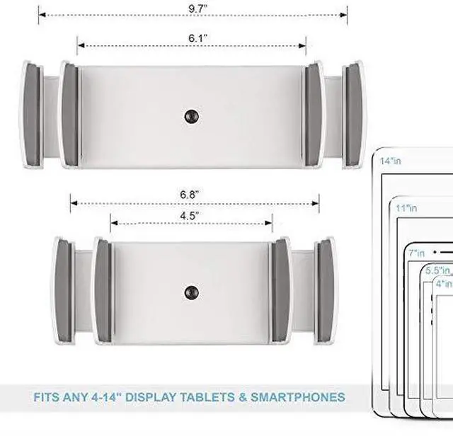 Alt view image 2 of 7 - Professional Business POS Tablet Stand Flexible Tablet Mount for Home Office Commercial Desktop with 360 Swivel Holders for Any 414 Display Tablets or Cell Phones Silver