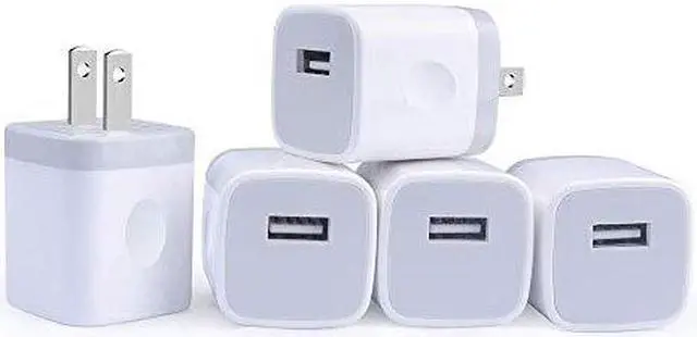 Main image of Single Port USB Wall Charger  1A5V Power Adapter 5 Pack Charging Block Cube Plug Box Compatible Phone X87XsXR6s5SE Samsung S9S8S7S6 Edge Note 8 LG G5 V30 Moto Pixel Nexus HTC