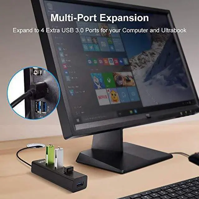 Alt view image 7 of 7 - 4Port USB 30 Hub Long Cable 48inch with Micro USB Charging Port Fast Data Transfer USB Hub Extender Extension Connector Compatible Windows PC Mac Surface Pro Laptop Printer 4FT Black