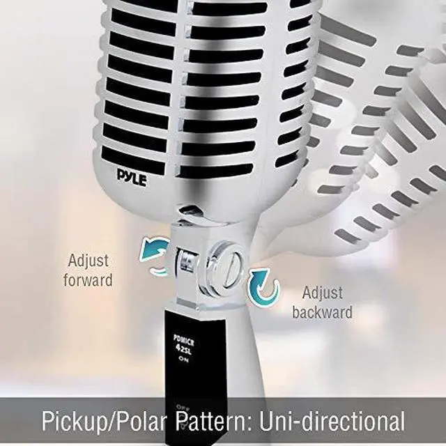Alt view image 2 of 7 - Classic Retro Dynamic Vocal Microphone Old Vintage Style Unidirectional Cardioid Mic with XLR Cable Universal Stand Compatible Live Performance In Studio Recording  Pro PDMICR42SL Silver