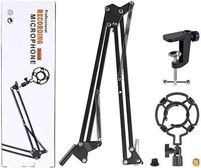 Alt view image 7 of 7 - Upgraded Adjustable Microphone Suspension Boom Scissor Arm Stand with Shock Mount Mic Clip Holder 38 to 58 Screw Adapter for Blue Yeti Snowball Other Microphones