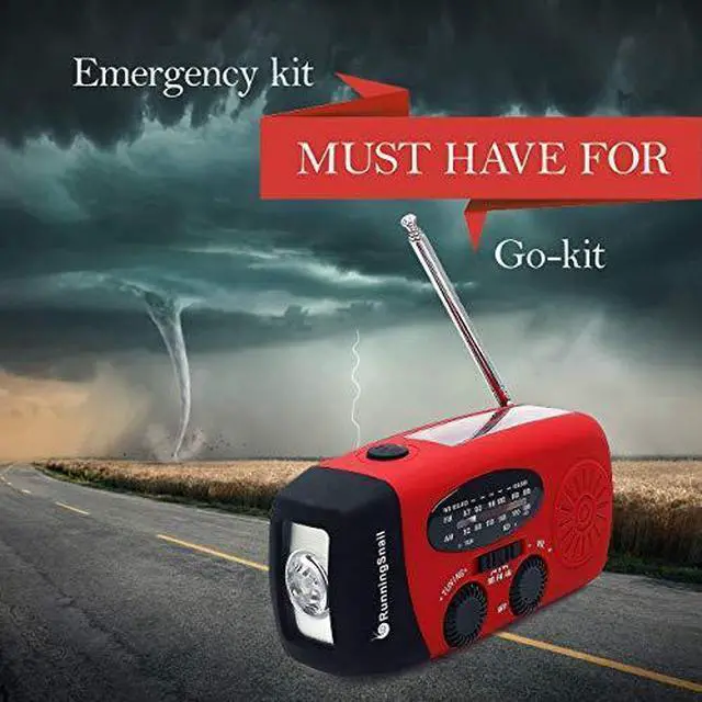 Alt view image 3 of 7 - Upgraded Version  Emergency Hand Crank Self Powered AMFM NOAA Solar Weather Radio with LED Flashlight 1000mAh Power Bank for iPhoneSmart Phone