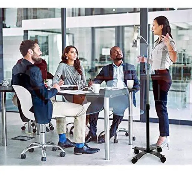 Alt view image 7 of 7 - Floor Stand  Compact Security HeightAdjustable Rotating Tablet Stand with Gooseneck Locking Wheels for 714 TabletsiPad 102Inch 7th Gen iPad Pro 129 Gen 3 iPad Air 3 More