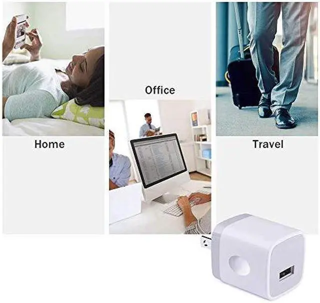 Alt view image 7 of 7 - Single Port USB Wall Charger  1A5V Power Adapter 5 Pack Charging Block Cube Plug Box Compatible Phone X87XsXR6s5SE Samsung S9S8S7S6 Edge Note 8 LG G5 V30 Moto Pixel Nexus HTC