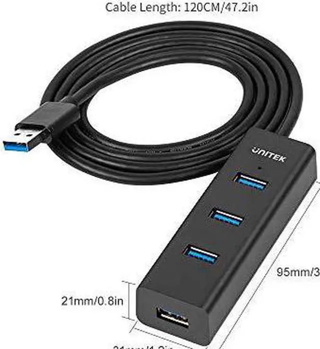 Alt view image 6 of 7 - 4Port USB 30 Hub Long Cable 48inch with Micro USB Charging Port Fast Data Transfer USB Hub Extender Extension Connector Compatible Windows PC Mac Surface Pro Laptop Printer 4FT Black