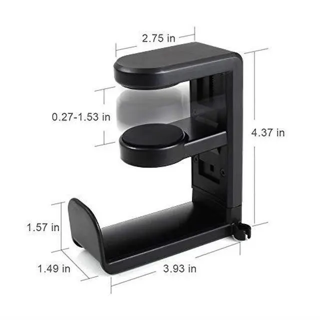 Alt view image 7 of 7 - Gaming Headset Headphone Hook Holder Hanger Mount Headphones Stand with Adjustable Rotating Arm Clamp Under Desk Design Universal Fit Built in Cable Clip Organizer EURPMASK