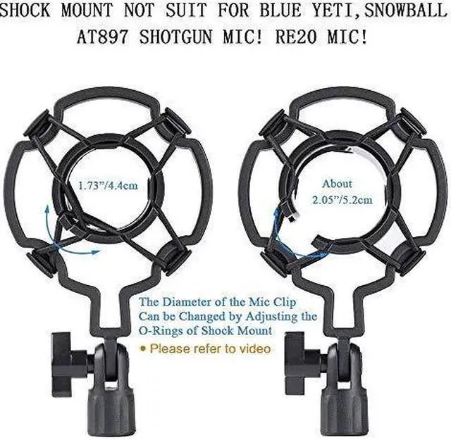 Alt view image 4 of 7 - Upgraded Adjustable Microphone Suspension Boom Scissor Arm Stand with Shock Mount Mic Clip Holder 38 to 58 Screw Adapter for Blue Yeti Snowball Other Microphones