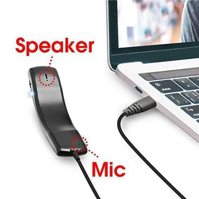 Alt view image 4 of 7 - Wired Portable USB Handset Plug and Play with 2 Meter Long Cable for Softphone Retro Style Lightweight 78g Volume Control Microphone Mute for Skype Voip Office Desktop PC Laptop Call Center