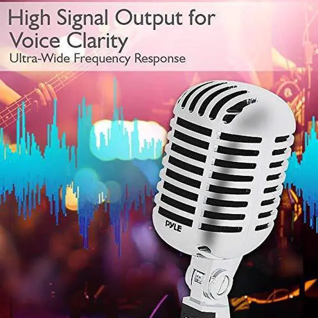 Alt view image 3 of 7 - Classic Retro Dynamic Vocal Microphone Old Vintage Style Unidirectional Cardioid Mic with XLR Cable Universal Stand Compatible Live Performance In Studio Recording  Pro PDMICR42SL Silver
