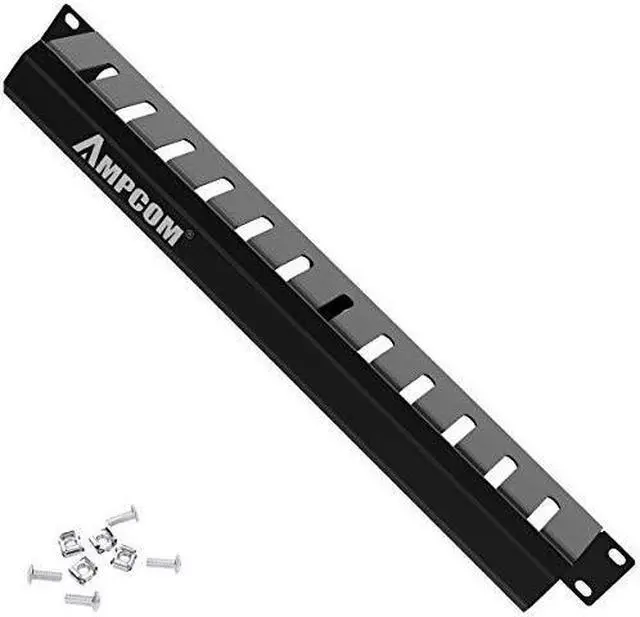 Alt view image 6 of 7 - 1U Cable Management Horizontal Mount 19 inch Server Rack with Mounting Screws 12 Slot Metal Finger Duct Wire Organizer with Cover