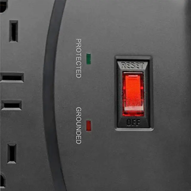 Alt view image 4 of 7 - 12 Outlet Surge Protector Power Strip 2 USB Charging Ports TelModemCoax Protection 8ft Cord Right Angle Plug Black Lifetime Insurance $150K Insurance TLP128TTUSBB