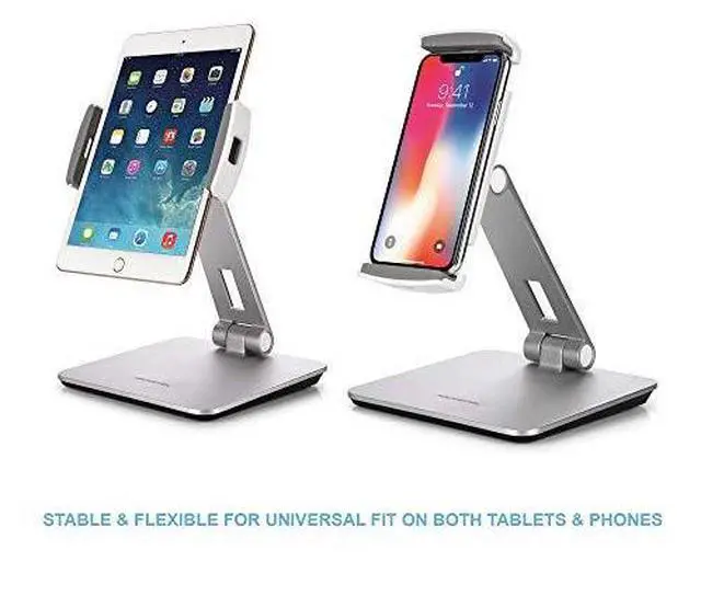 Alt view image 4 of 7 - Professional Business POS Tablet Stand Flexible Tablet Mount for Home Office Commercial Desktop with 360 Swivel Holders for Any 414 Display Tablets or Cell Phones Silver
