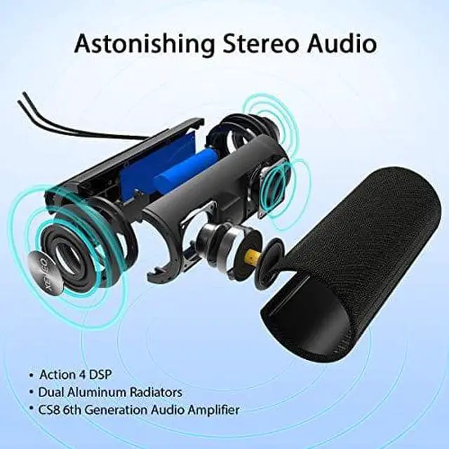 Alt view image 3 of 7 - X21 Portable Outdoor Wireless Bluetooth Speaker Waterproof with FM Radio Micro SD Card Slot AUX TWS for Shower Hard Travel Case Included