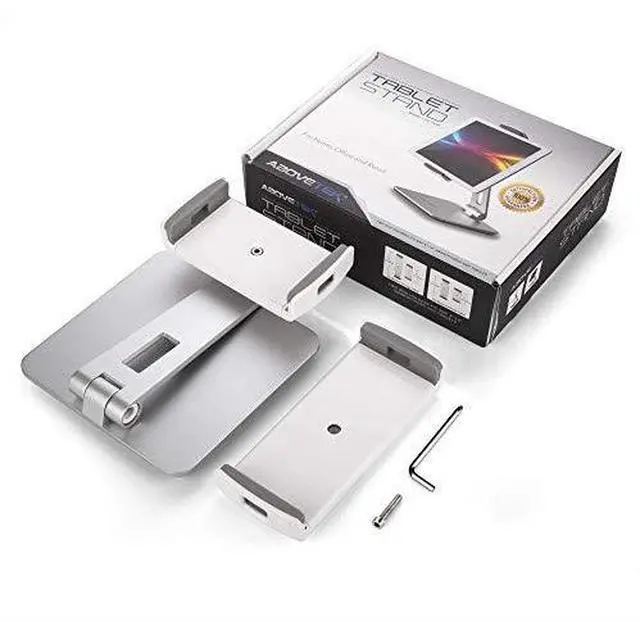 Alt view image 7 of 7 - Professional Business POS Tablet Stand Flexible Tablet Mount for Home Office Commercial Desktop with 360 Swivel Holders for Any 414 Display Tablets or Cell Phones Silver