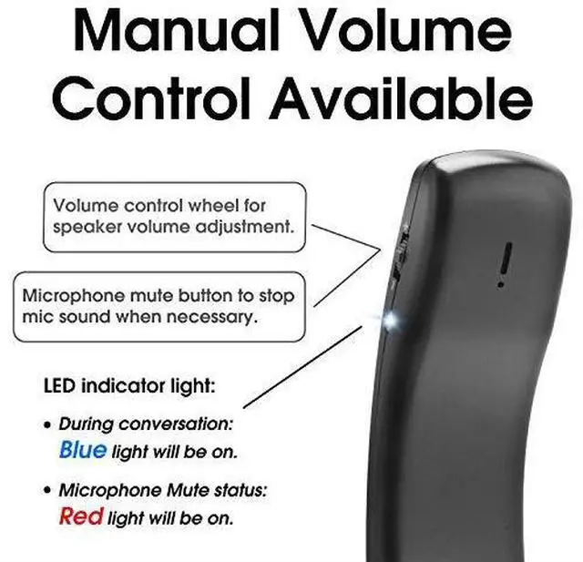 Alt view image 5 of 7 - Wired Portable USB Handset Plug and Play with 2 Meter Long Cable for Softphone Retro Style Lightweight 78g Volume Control Microphone Mute for Skype Voip Office Desktop PC Laptop Call Center