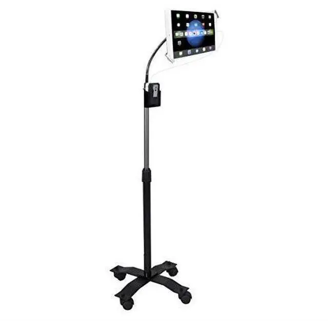 Main image of Floor Stand  Compact Security HeightAdjustable Rotating Tablet Stand with Gooseneck Locking Wheels for 714 TabletsiPad 102Inch 7th Gen iPad Pro 129 Gen 3 iPad Air 3 More
