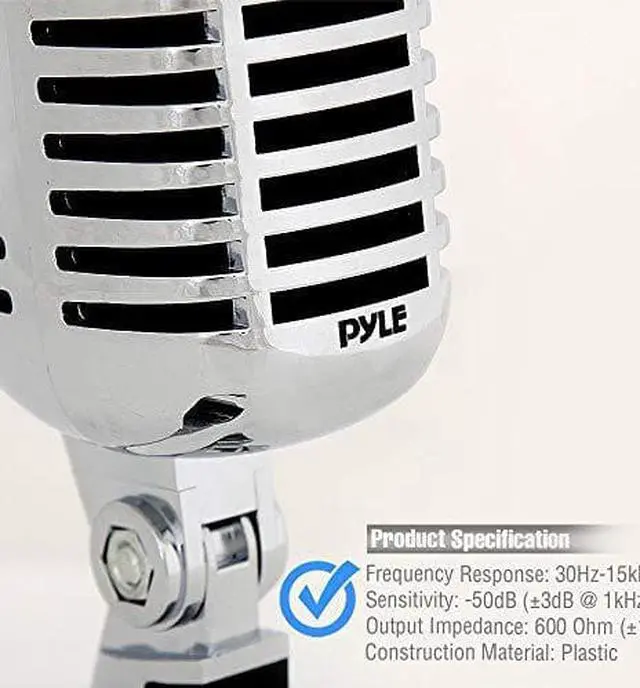 Alt view image 6 of 7 - Classic Retro Dynamic Vocal Microphone Old Vintage Style Unidirectional Cardioid Mic with XLR Cable Universal Stand Compatible Live Performance In Studio Recording  Pro PDMICR42SL Silver