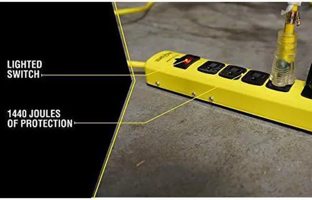 Alt view image 4 of 7 - 5138N 5138 Metal Surge Protector Strip with 6 Outlets and 15 Foot Cord