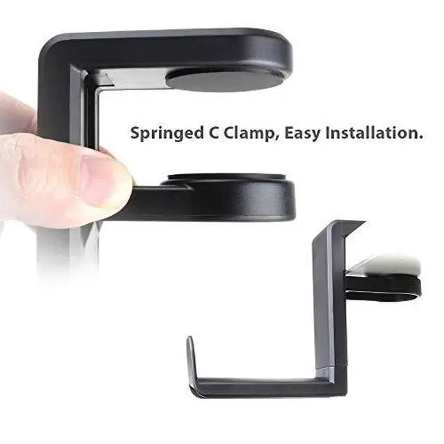 Alt view image 4 of 7 - Gaming Headset Headphone Hook Holder Hanger Mount Headphones Stand with Adjustable Rotating Arm Clamp Under Desk Design Universal Fit Built in Cable Clip Organizer EURPMASK