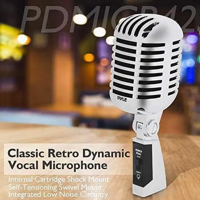 Alt view image 5 of 7 - Classic Retro Dynamic Vocal Microphone Old Vintage Style Unidirectional Cardioid Mic with XLR Cable Universal Stand Compatible Live Performance In Studio Recording  Pro PDMICR42SL Silver