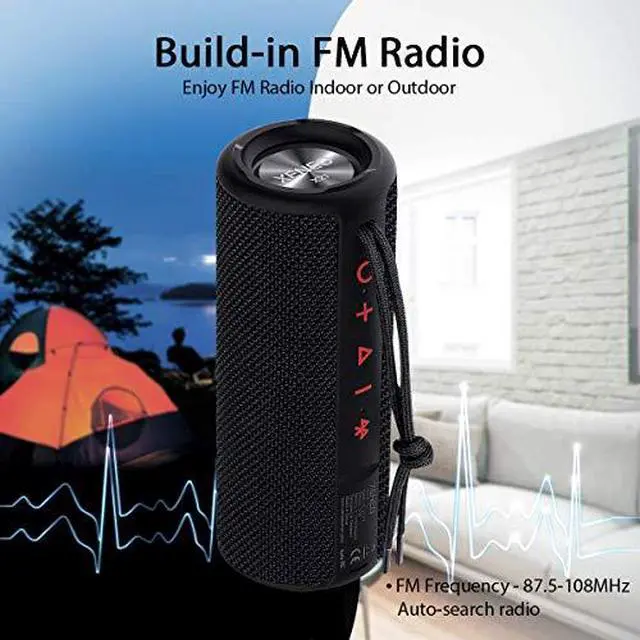 Alt view image 4 of 7 - X21 Portable Outdoor Wireless Bluetooth Speaker Waterproof with FM Radio Micro SD Card Slot AUX TWS for Shower Hard Travel Case Included