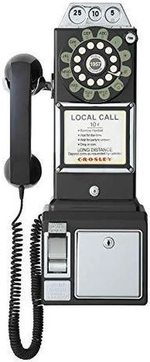 Alt view image 3 of 3 - CR56BK 1950s Payphone with Push Button Technology Black