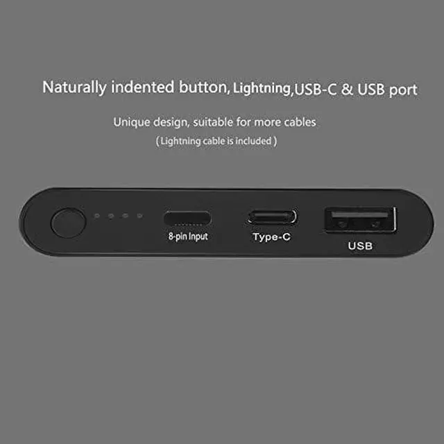 Alt view image 3 of 7 - Portable Charger  12000mAh Power Bank Aluminum Powerful Travel USB C HighSpeed 30A InputOutput Compatible iPhone iPad Samsung Android MacBook Charging Cable Include Black