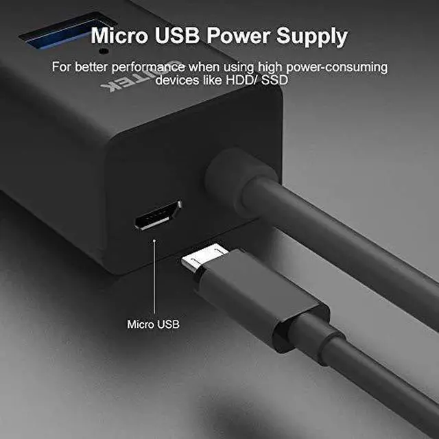 Alt view image 5 of 7 - 4Port USB 30 Hub Long Cable 48inch with Micro USB Charging Port Fast Data Transfer USB Hub Extender Extension Connector Compatible Windows PC Mac Surface Pro Laptop Printer 4FT Black
