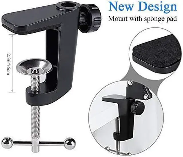 Alt view image 5 of 7 - Upgraded Adjustable Microphone Suspension Boom Scissor Arm Stand with Shock Mount Mic Clip Holder 38 to 58 Screw Adapter for Blue Yeti Snowball Other Microphones