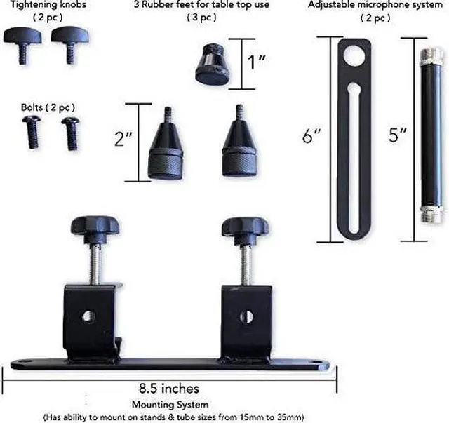 Alt view image 4 of 4 - SF101 Recording Studio Microphone Isolation Shield With Vocal Windpop High Density Absorbing Foam Front with Desktop Stand Knobs
