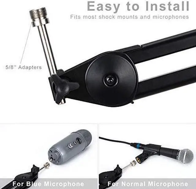 Alt view image 5 of 7 - Microphone Boom Arm Stand Heavy Duty Adjustable Suspension Scissor Spring Builtin Mic Stand For Blue Yeti Snowball Microphone Blue Yeti Nano