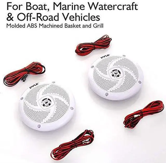 Alt view image 2 of 7 - LowProfile Waterproof Marine Speakers 240W 65 Inch 2 Way 1 Pair Slim Style Waterproof Weather Resistant Outdoor Audio Stereo Sound System wBlue Illuminating LED Lights  White