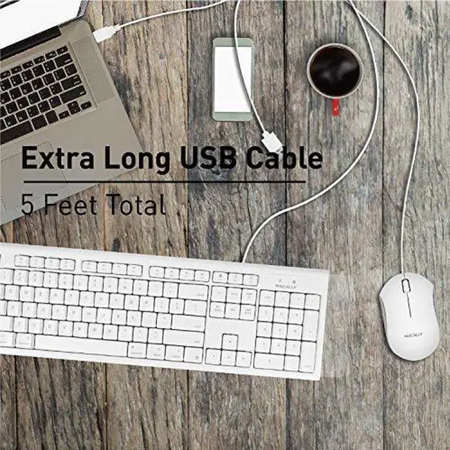 Alt view image 6 of 7 - Full Size USB Wired Keyboard Mouse Combo for Mac Mini Pro iMac Desktop Computer MacBook Pro Air Laptops Mac Compatible Apple Shortcuts Extended with Number Keypad Rubber Dome Keycaps