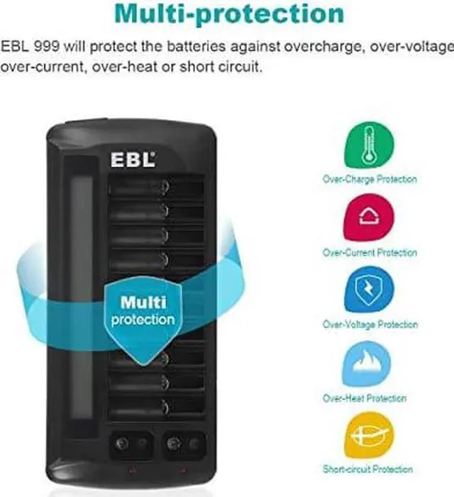 Alt view image 7 of 7 - 12 Bay Battery Charger with LCD Display for AA AAA 9V NIMH NICD Rechargeable Batteries