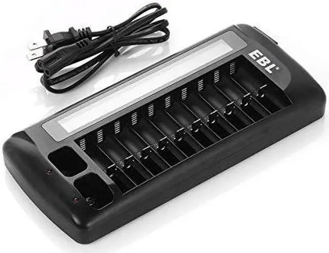 Main image of 12 Bay Battery Charger with LCD Display for AA AAA 9V NIMH NICD Rechargeable Batteries