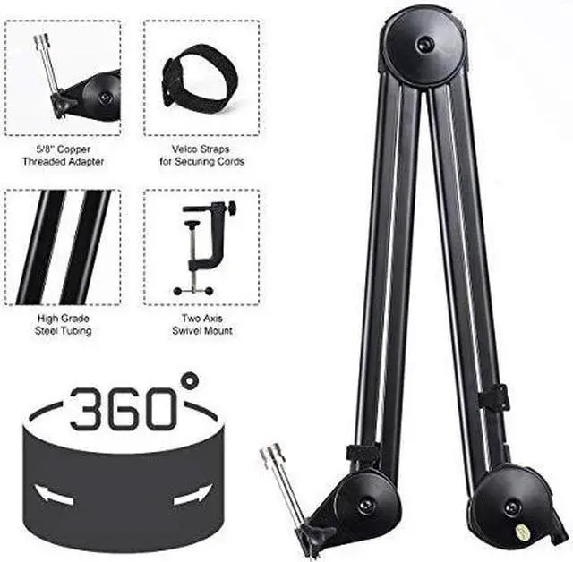Alt view image 3 of 7 - Microphone Boom Arm Stand Heavy Duty Adjustable Suspension Scissor Spring Builtin Mic Stand For Blue Yeti Snowball Microphone Blue Yeti Nano