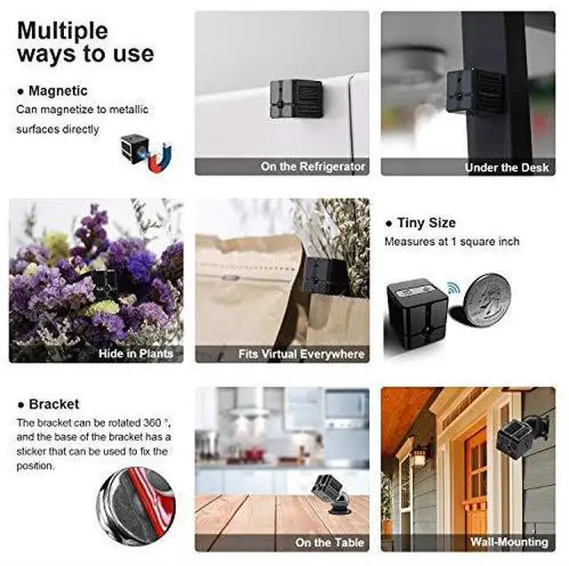 Alt view image 2 of 6 - Mini Spy Camera WiFi 1080P HD Wireless Hidden Camera for Home Portable Small Security Cameras Body Camera with App Night Vision and Motion Detective Nanny Cam with 32GB MicroSD Card Class10