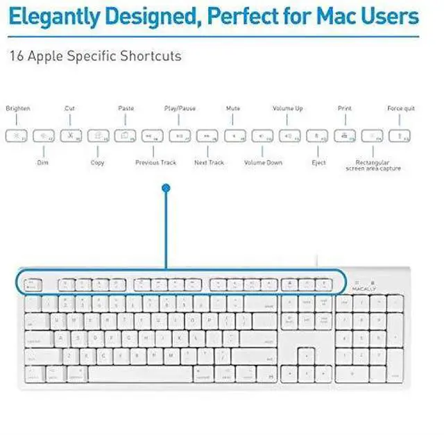 Alt view image 5 of 7 - Full Size USB Wired Keyboard Mouse Combo for Mac Mini Pro iMac Desktop Computer MacBook Pro Air Laptops Mac Compatible Apple Shortcuts Extended with Number Keypad Rubber Dome Keycaps