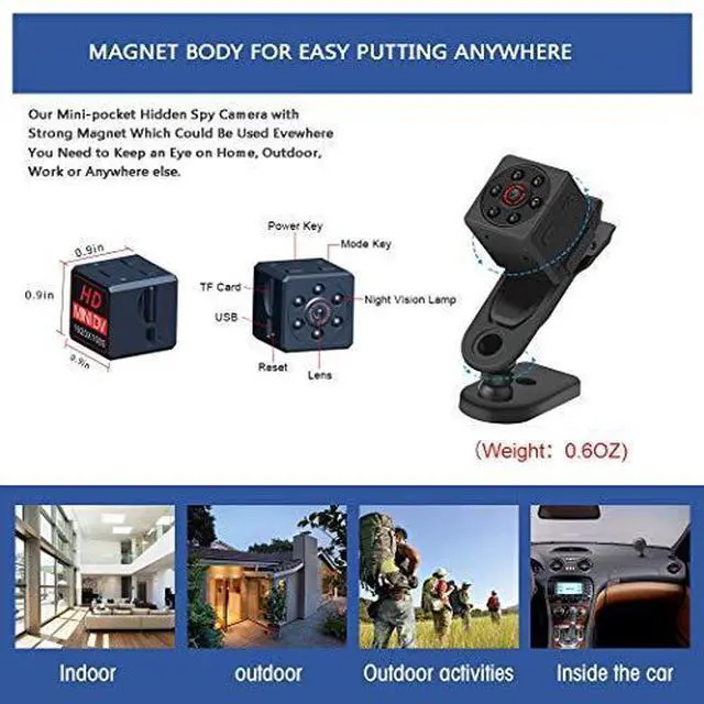 Alt view image 6 of 7 - Mini Spy Hidden Camera Wireless Portable Small HD Nanny Cam with HD 1080P Night Vision Video Record and Motion Activated  Security Hidden Spy Camera Perfect for HomeOfficeOutdoor Use