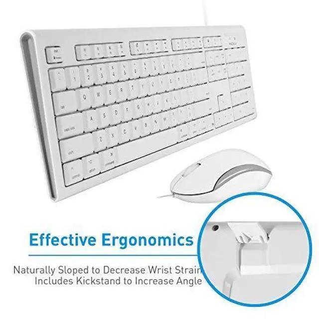 Alt view image 4 of 7 - Full Size USB Wired Keyboard Mouse Combo for Mac Mini Pro iMac Desktop Computer MacBook Pro Air Laptops Mac Compatible Apple Shortcuts Extended with Number Keypad Rubber Dome Keycaps