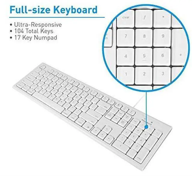 Alt view image 2 of 7 - Full Size USB Wired Keyboard Mouse Combo for Mac Mini Pro iMac Desktop Computer MacBook Pro Air Laptops Mac Compatible Apple Shortcuts Extended with Number Keypad Rubber Dome Keycaps
