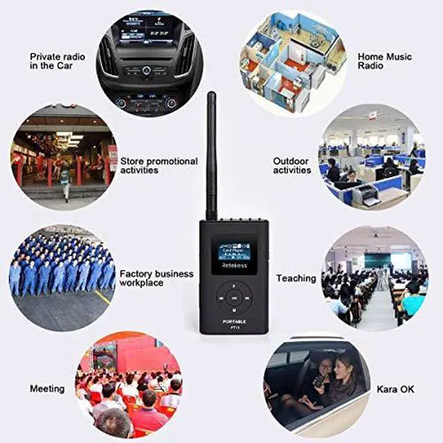 Alt view image 6 of 7 - FT11 Portable FM Transmitter Low Power MP3 Broadcast Radio Station Power Support TF Card AUX Input for Church Translation