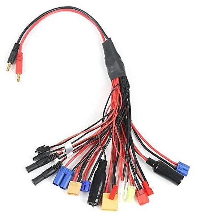 Main image of RC Lipo Battery Charger Adapter with Multi Plug Squid Charger Adapter to 40mm Banana Bullet Connector for TRX Tamiya EC3 JST Futaba XT60 T Dean 20 in 1