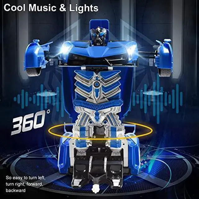 Alt view image 3 of 7 - RC Cars Robot for Kids Remote Control Transformrobot Car Toys with Gesture Sensing OneButton Deformation Auto Demo 114 Scale 360 Rotation Light Music Best Gift for Boys Girls Blue