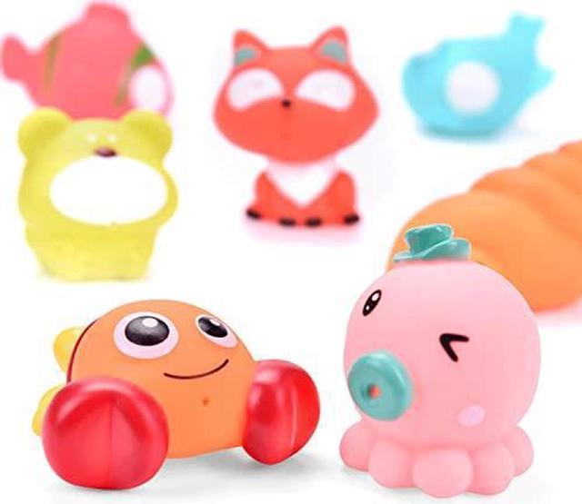 18 PCs Baby Bath Toys with Soft Cute Ocean Animals Bath Squirters and Fishing  Net Water Toys for Kids Birthday Gifts for Boys Girls 